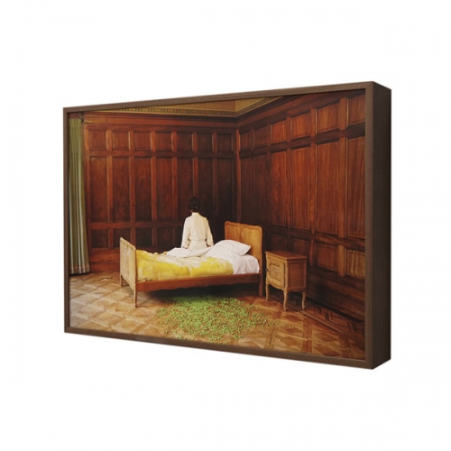 Sleepless (2) | 93x63x12cm; mahonie fineer, duratrans, ledstrips, museumglas, 2020